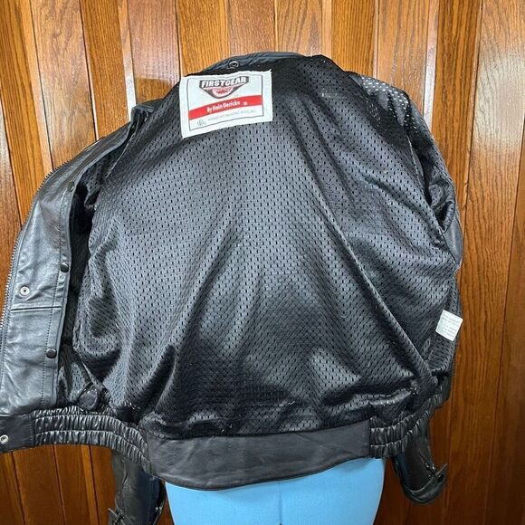 FIRSTGEAR Motorcycle Black Leather Jacket Men’s size S - Picture 7 of 8